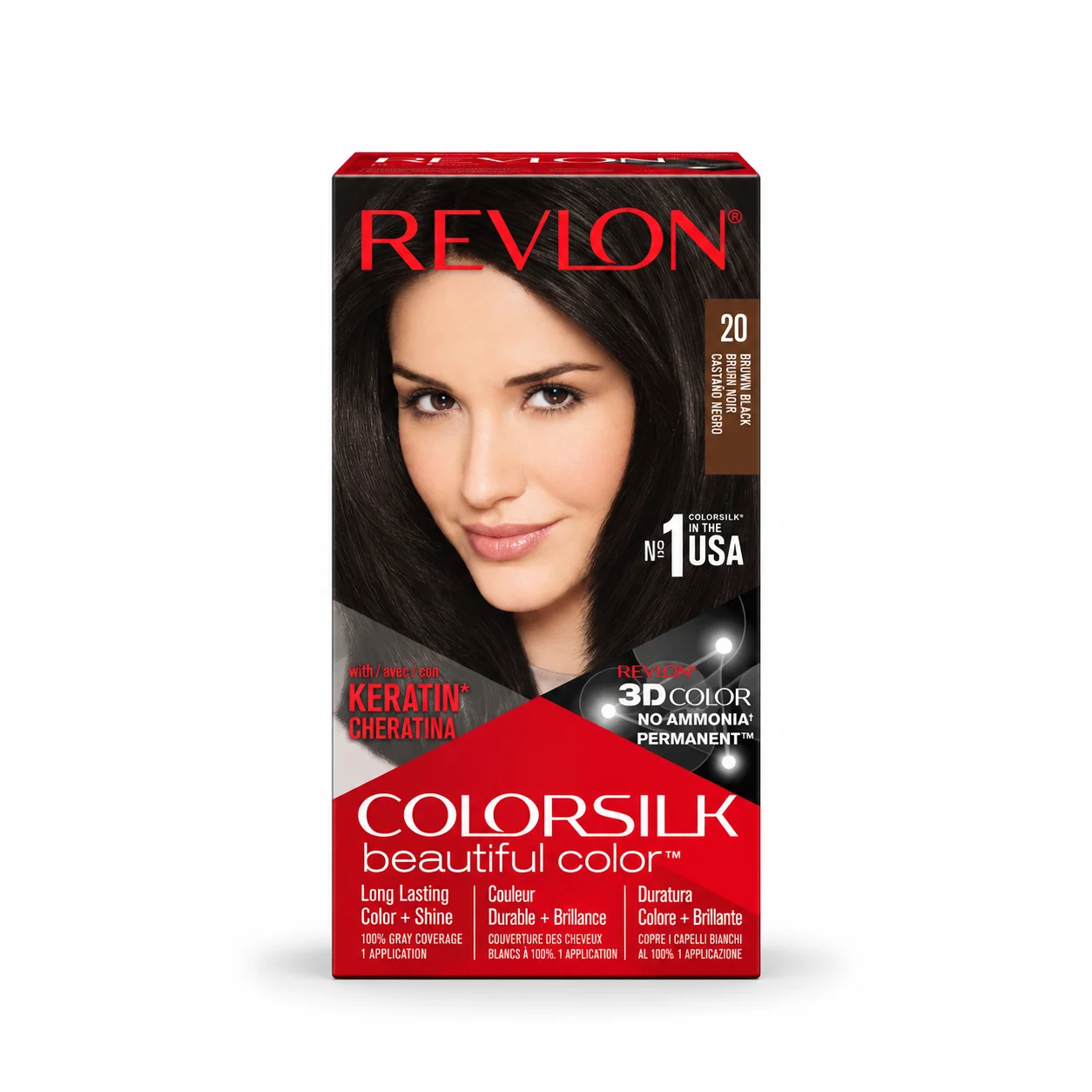 WHH-21741 Revlon ColorSilk Beautiful Color 20 Brown Black Permanent Hair Color - Image 1