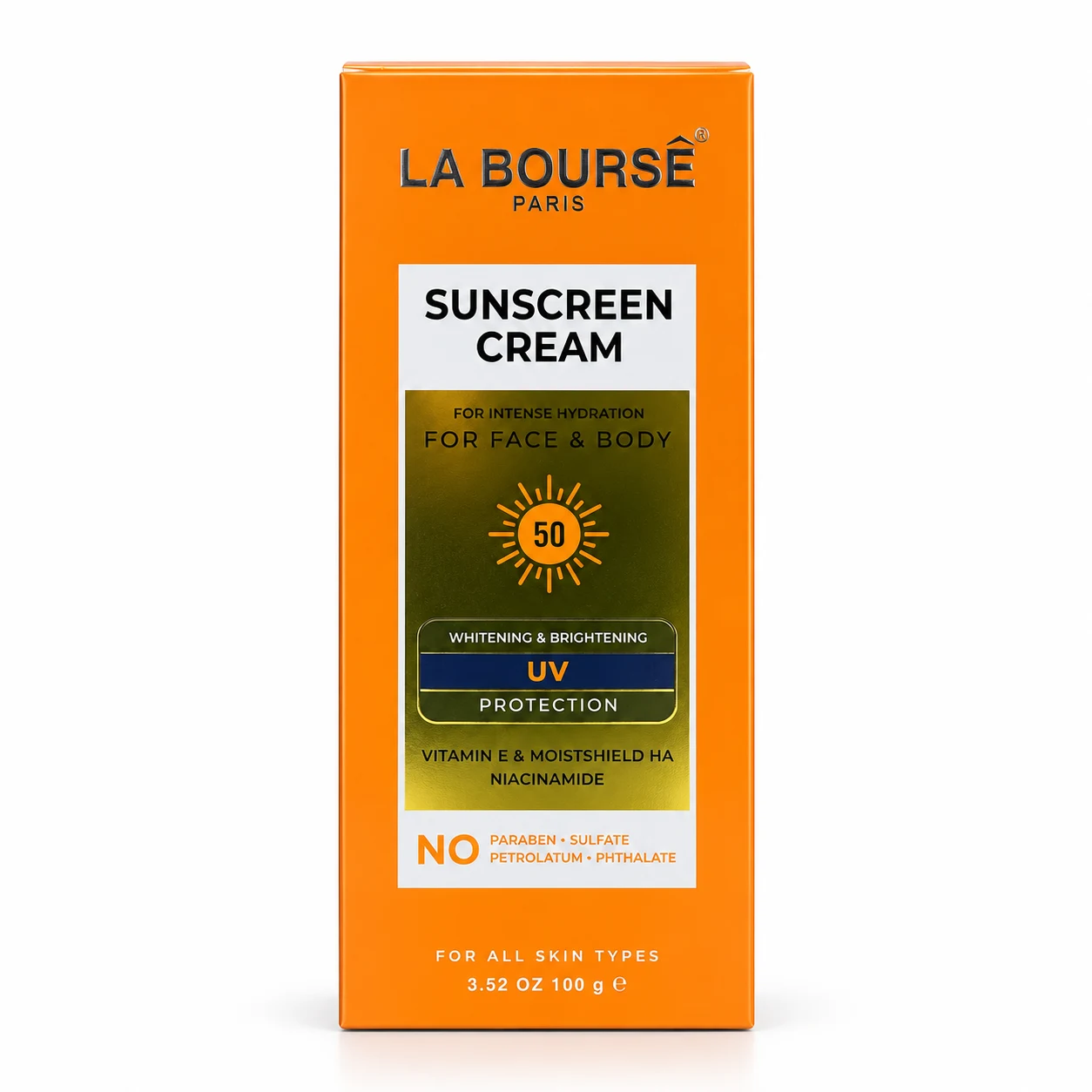 WPS-23267 LA BOURSE Paris Sunscreen Cream SPF 50 for Face & Body 100g - Image 1